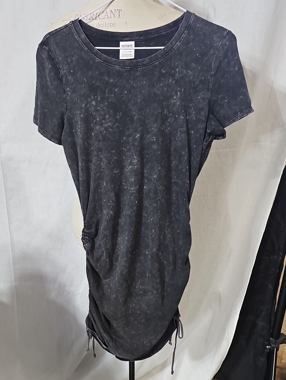 PINK Victoria's Secret Washed Black Short Sleeve Drawstring Tunic